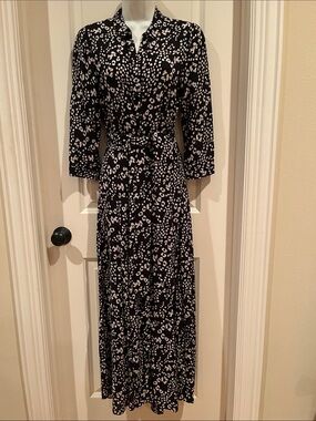 ZARA ANIMAL PRINT MAXI POCKETED SHIRT DRESS  SZ MEDIUM 4 / 6